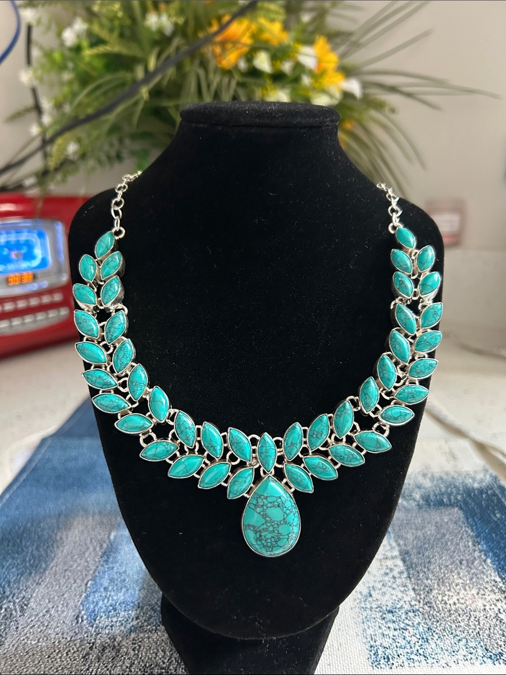 Sterling Silver Turquoise Gemstone Necklace